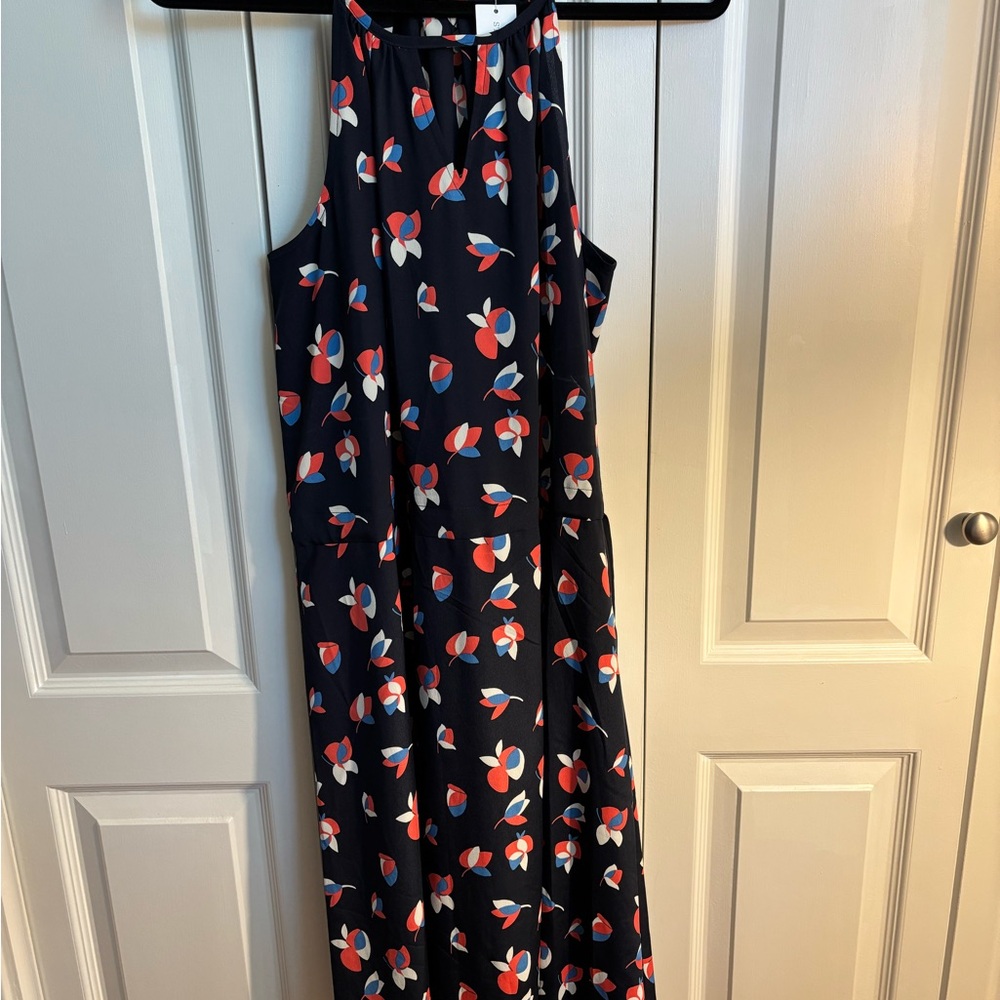 Pixley Blue Flower Print Halter Style Maxi Sundress NWT